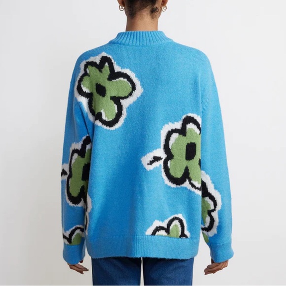 PHEOBE Blue Painted Floral Sweater - Picture 2 of 4